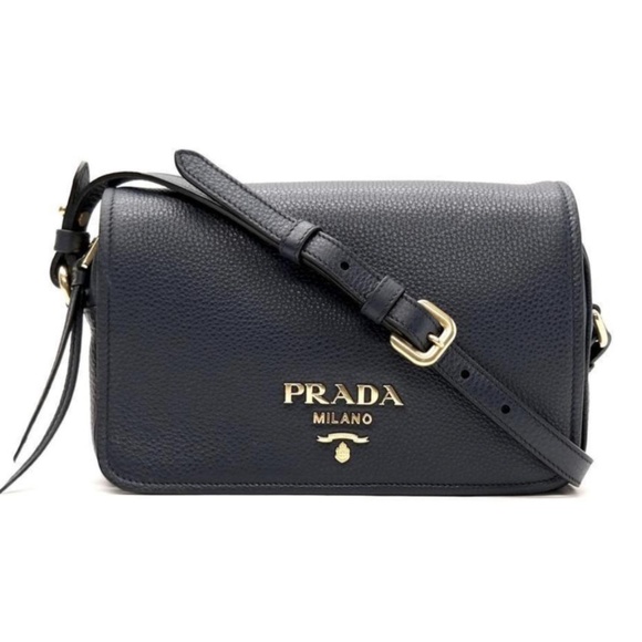 NEW Prada Vitello Phenix Black Leather Crossbody Bag 💯Authentic - Picture 1 of 11